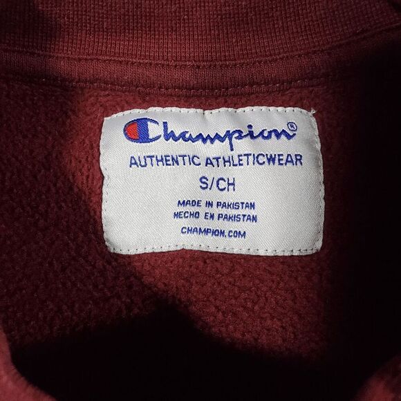 Champion Sweatshirt Mens Small Burgundy Fleece Lined Reverse Weave Crew Neck - Picture 2 of 9